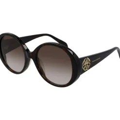 Alexander McQueen Seal Motif Round Sunglasses in Brown