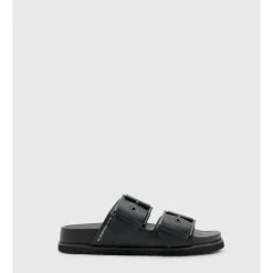 AllSaints Sian Slides Sandals in Black