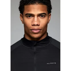 ALTRYN Mens Pike Tech Quarter Zip Top in Black