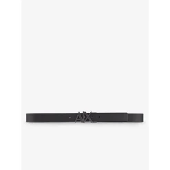 Armani Exchange Cut Out Large Logo Belt in Black