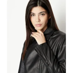 Armani Exchange Leather Jacket in Black