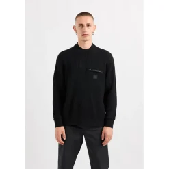 Armani Exchange Rib Knit Mock Neck Regular Fit Sweater in Black