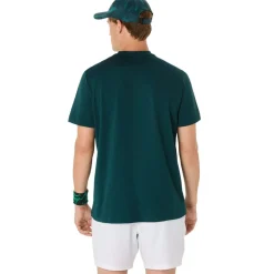 Asics Mens Court Short Sleeve Top in Green