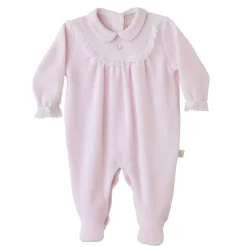 Baby Gi Frill Collared Neck Long Sleeve Onesie in Pink