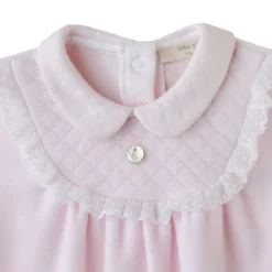 Baby Gi Frill Collared Neck Long Sleeve Onesie in Pink