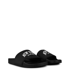 Balenciaga Cities New York Rubber Slides in Black