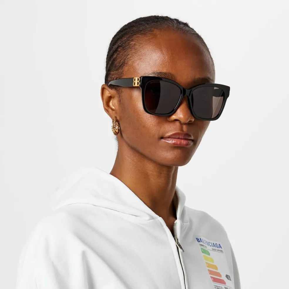 Balenciaga Dynasty Square Sunglasses in Black