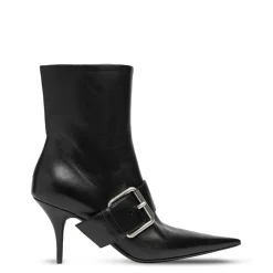 Balenciaga Knife Buckled Leather Ankle Boots in Black