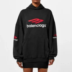 Balenciaga Logo Hoodie in Black