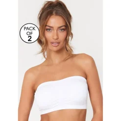 Be You 2 Pack Bandeau Bra in White