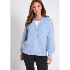 Be You Asymmetrical V-Neck Long Sleeve Sweater in Blue