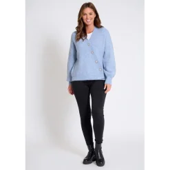 Be You Asymmetrical V-Neck Long Sleeve Sweater in Blue