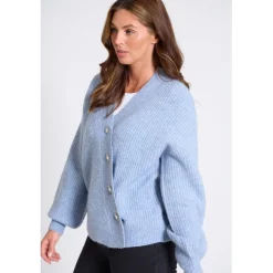 Be You Asymmetrical V-Neck Long Sleeve Sweater in Blue