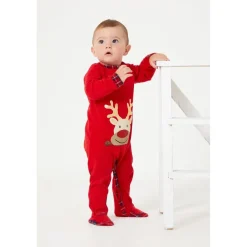 Be You Baby Reindeer Long Sleeve Sleepsuit in Multi