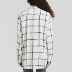 Be You Check Long Sleeve Relaxed Fit Shirt in Black