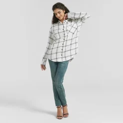 Be You Check Long Sleeve Relaxed Fit Shirt in Black