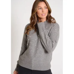 Be You Crew Neck Regular Fit Long Sleeve Sweater in Grey