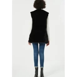 Be You Faux Fur Panel Vest in Black