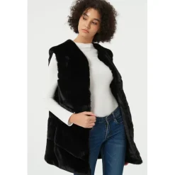 Be You Faux Fur Panel Vest in Black