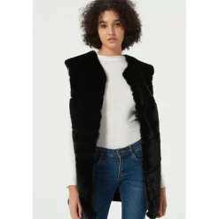 Be You Faux Fur Panel Vest in Black