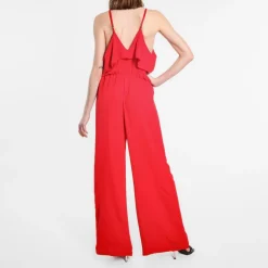 Be You Frill Strappy Blouson Jumpsuit in Red