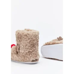 Be You Kids Christmas Reindeer Slippers in Brown