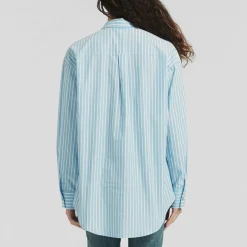 Be You Stripe Long Sleeve Relaxed Fit Shirt in Blue