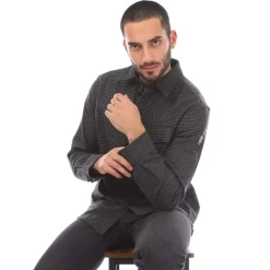 Belstaff Cotton Houndstooth Scale Shirt in Black