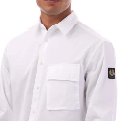 Belstaff Garment Dye Cotton Scale Shirt in White