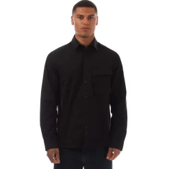 Belstaff Garment Dye Cotton Scale Shirt in Black