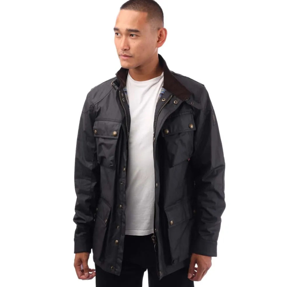 Belstaff Waxed Cotton Fieldmaster Jacket in Black