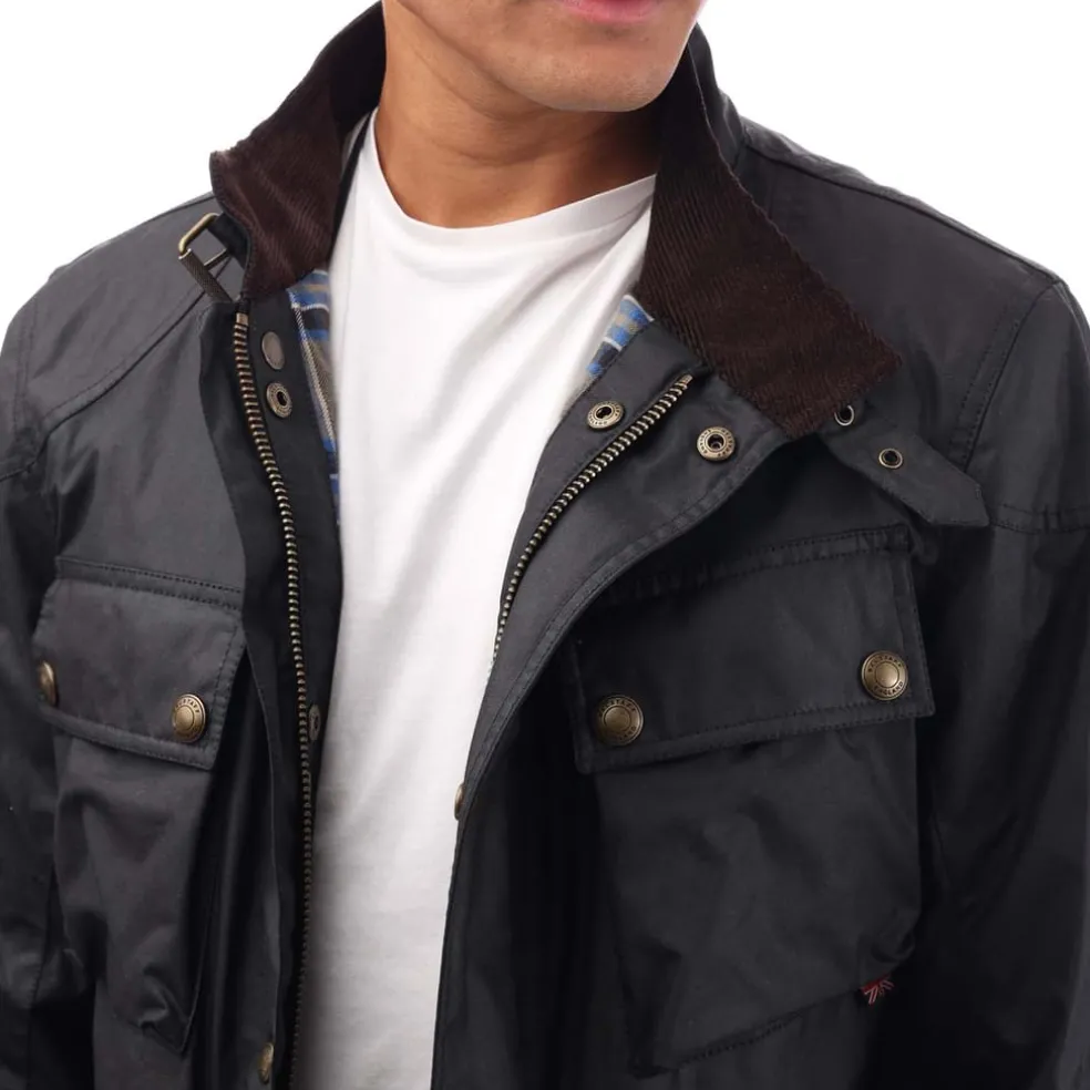 Belstaff Waxed Cotton Fieldmaster Jacket in Black