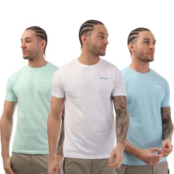 Bench Stanille Logo 3 Pack T- Shirts in White blue