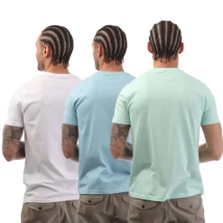 Bench Stanille Logo 3 Pack T- Shirts in White blue