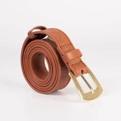 Biba Embossed Leather Belt in Brown