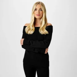 Biba Knitted Bardot Jumper in Black
