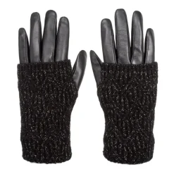 Biba Knitted Leather Gloves in Black