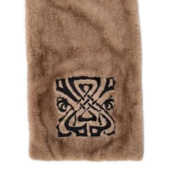 Biba Logo Faux Fur Scarf in Brown