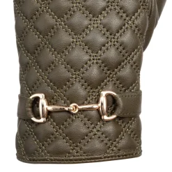 Biba Quilted Leather Gloves in Green