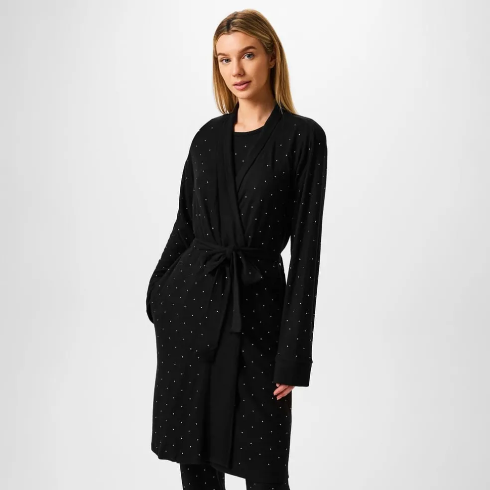 Biba Rhinestone Robe in Black