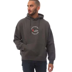 Blood Brother Badged Basket Hoodie in Grey