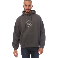 Blood Brother Badged Basket Hoodie in Grey