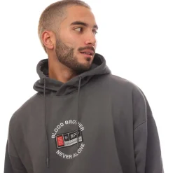 Blood Brother Badged Basket Hoodie in Grey