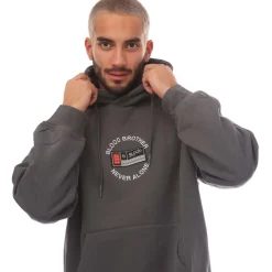 Blood Brother Badged Basket Hoodie in Grey