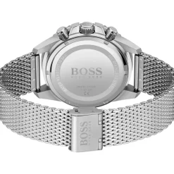 Boss Admiral Stainless Steel Green Dial Mesh Strap Watch in Silver