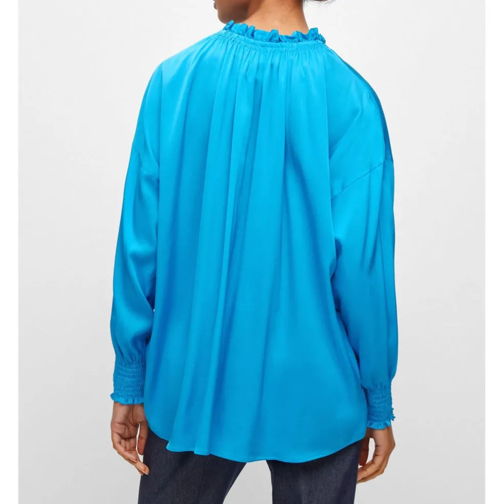 Boss Baratina Relaxed-Fit Blouse in Blue