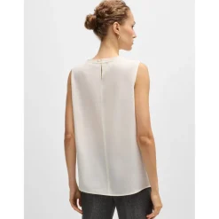 Boss Bemiula Pleat-Front Sleeveless Blouse in White