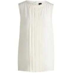Boss Bemiula Pleat-Front Sleeveless Blouse in White