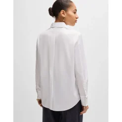 Boss Buttonie Striped Blouse in White