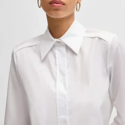 Boss Buttonie Striped Blouse in White